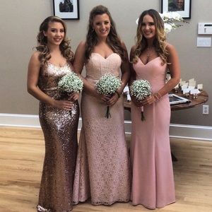 Lace Pink Bridesmaid Dress